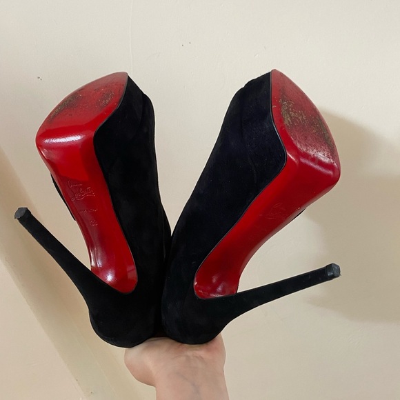 AUTHENTIC CHRISTIAN LOUBOUTIN VEAU VELOURS VERITA 150 BOOTIES 39 SUEDE BLACK - Picture 11 of 16